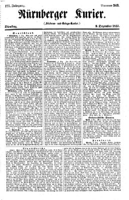 Nürnberger Kurier (Nürnberger Friedens- und Kriegs-Kurier) Dienstag 9. Dezember 1851