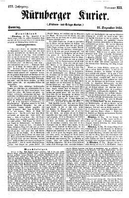 Nürnberger Kurier (Nürnberger Friedens- und Kriegs-Kurier) Sonntag 21. Dezember 1851