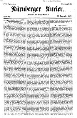 Nürnberger Kurier (Nürnberger Friedens- und Kriegs-Kurier) Montag 22. Dezember 1851