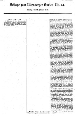 Nürnberger Kurier (Nürnberger Friedens- und Kriegs-Kurier) Montag 23. Februar 1852