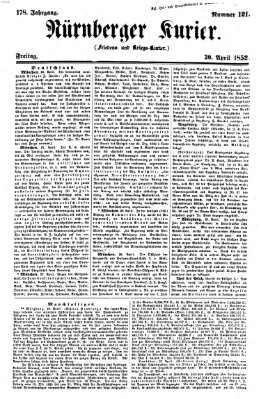 Nürnberger Kurier (Nürnberger Friedens- und Kriegs-Kurier) Freitag 30. April 1852