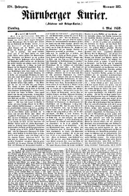 Nürnberger Kurier (Nürnberger Friedens- und Kriegs-Kurier) Dienstag 4. Mai 1852