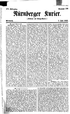 Nürnberger Kurier (Nürnberger Friedens- und Kriegs-Kurier) Mittwoch 7. Juli 1852