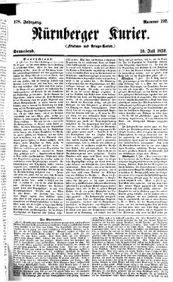 Nürnberger Kurier (Nürnberger Friedens- und Kriegs-Kurier) Samstag 10. Juli 1852