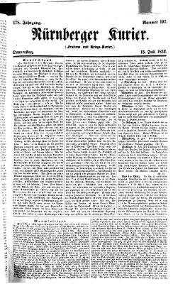 Nürnberger Kurier (Nürnberger Friedens- und Kriegs-Kurier) Donnerstag 15. Juli 1852