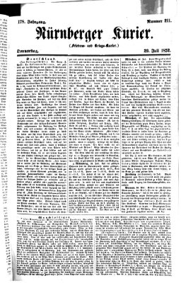 Nürnberger Kurier (Nürnberger Friedens- und Kriegs-Kurier) Donnerstag 29. Juli 1852