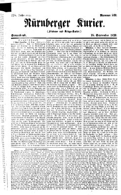 Nürnberger Kurier (Nürnberger Friedens- und Kriegs-Kurier) Samstag 18. September 1852