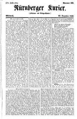 Nürnberger Kurier (Nürnberger Friedens- und Kriegs-Kurier) Mittwoch 29. Dezember 1852