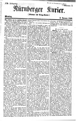 Nürnberger Kurier (Nürnberger Friedens- und Kriegs-Kurier) Montag 3. Januar 1853