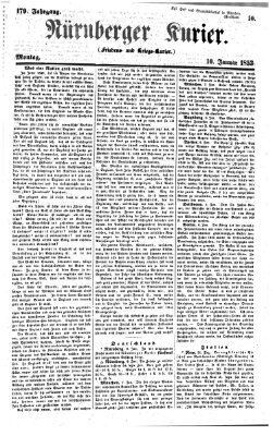 Nürnberger Kurier (Nürnberger Friedens- und Kriegs-Kurier) Montag 10. Januar 1853