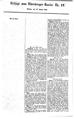 Nürnberger Kurier (Nürnberger Friedens- und Kriegs-Kurier) Montag 17. Januar 1853