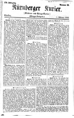 Nürnberger Kurier (Nürnberger Friedens- und Kriegs-Kurier) Dienstag 1. Februar 1853