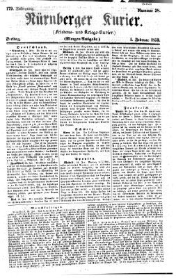 Nürnberger Kurier (Nürnberger Friedens- und Kriegs-Kurier) Freitag 4. Februar 1853