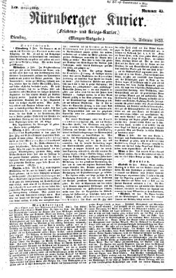 Nürnberger Kurier (Nürnberger Friedens- und Kriegs-Kurier) Dienstag 8. Februar 1853