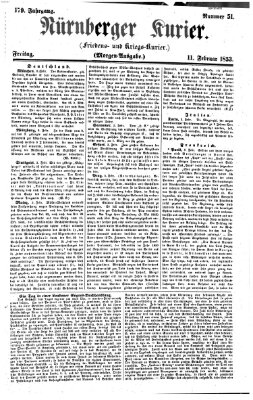 Nürnberger Kurier (Nürnberger Friedens- und Kriegs-Kurier) Freitag 11. Februar 1853