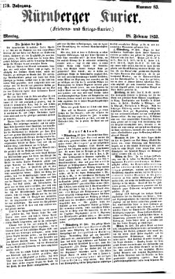 Nürnberger Kurier (Nürnberger Friedens- und Kriegs-Kurier) Montag 28. Februar 1853