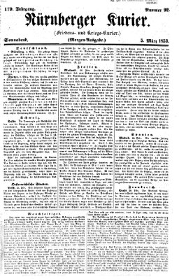 Nürnberger Kurier (Nürnberger Friedens- und Kriegs-Kurier) Samstag 5. März 1853