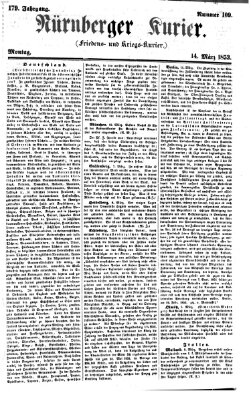 Nürnberger Kurier (Nürnberger Friedens- und Kriegs-Kurier) Montag 14. März 1853