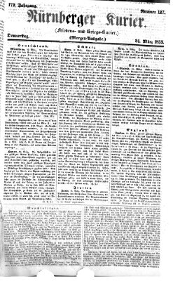 Nürnberger Kurier (Nürnberger Friedens- und Kriegs-Kurier) Donnerstag 24. März 1853