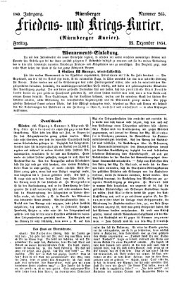 Nürnberger Friedens- und Kriegs-Kurier Freitag 22. Dezember 1854