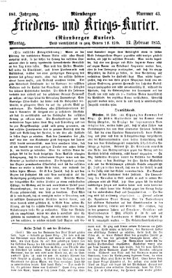 Nürnberger Friedens- und Kriegs-Kurier Montag 12. Februar 1855