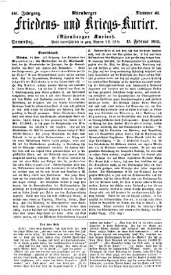 Nürnberger Friedens- und Kriegs-Kurier Donnerstag 15. Februar 1855