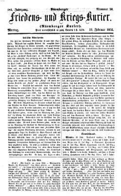 Nürnberger Friedens- und Kriegs-Kurier Montag 19. Februar 1855