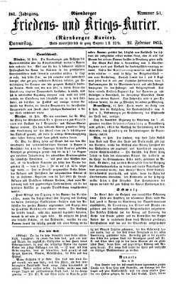 Nürnberger Friedens- und Kriegs-Kurier Donnerstag 22. Februar 1855