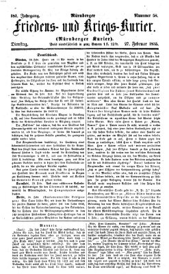 Nürnberger Friedens- und Kriegs-Kurier Dienstag 27. Februar 1855