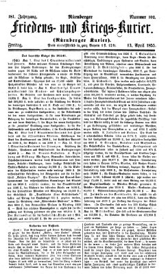 Nürnberger Friedens- und Kriegs-Kurier Freitag 13. April 1855