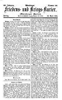 Nürnberger Friedens- und Kriegs-Kurier Freitag 20. April 1855