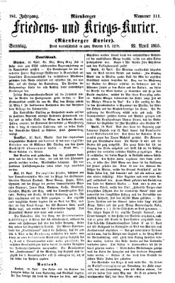 Nürnberger Friedens- und Kriegs-Kurier Sonntag 22. April 1855