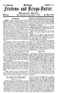 Nürnberger Friedens- und Kriegs-Kurier Montag 23. April 1855