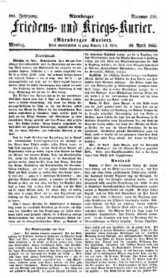 Nürnberger Friedens- und Kriegs-Kurier Montag 30. April 1855