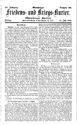 Nürnberger Friedens- und Kriegs-Kurier Freitag 13. Juli 1855