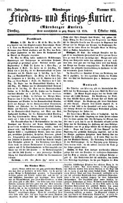 Nürnberger Friedens- und Kriegs-Kurier Dienstag 2. Oktober 1855