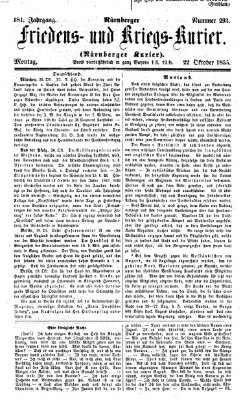 Nürnberger Friedens- und Kriegs-Kurier Montag 22. Oktober 1855