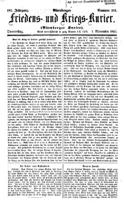 Nürnberger Friedens- und Kriegs-Kurier Donnerstag 1. November 1855