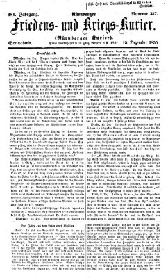 Nürnberger Friedens- und Kriegs-Kurier Samstag 15. Dezember 1855