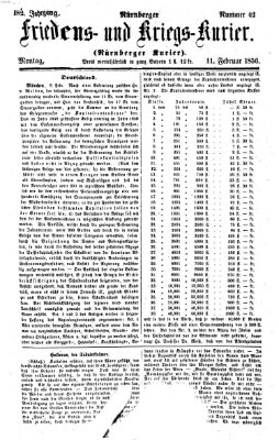 Nürnberger Friedens- und Kriegs-Kurier Montag 11. Februar 1856