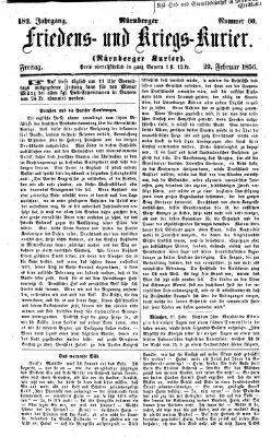 Nürnberger Friedens- und Kriegs-Kurier Freitag 29. Februar 1856