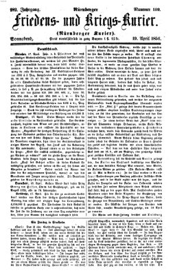 Nürnberger Friedens- und Kriegs-Kurier Samstag 19. April 1856