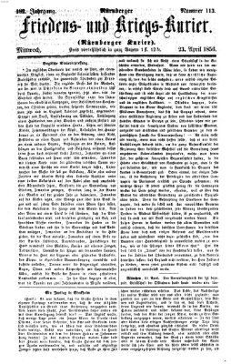 Nürnberger Friedens- und Kriegs-Kurier Mittwoch 23. April 1856