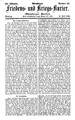 Nürnberger Friedens- und Kriegs-Kurier Montag 14. Juli 1856