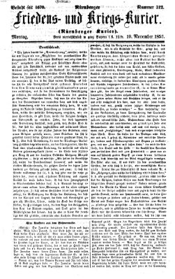 Nürnberger Friedens- und Kriegs-Kurier Montag 10. November 1856