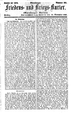 Nürnberger Friedens- und Kriegs-Kurier Freitag 21. November 1856