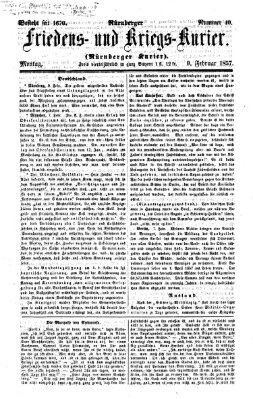 Nürnberger Friedens- und Kriegs-Kurier Montag 9. Februar 1857