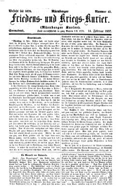 Nürnberger Friedens- und Kriegs-Kurier Samstag 14. Februar 1857