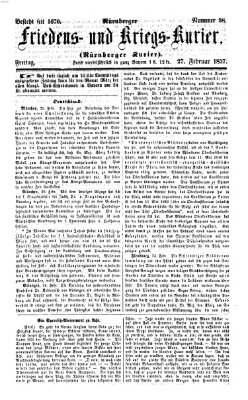 Nürnberger Friedens- und Kriegs-Kurier Freitag 27. Februar 1857