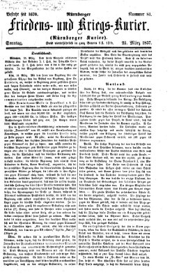 Nürnberger Friedens- und Kriegs-Kurier Sonntag 22. März 1857